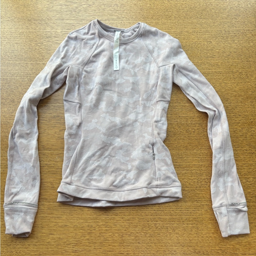 LULULEMON Light Pink and Grey Camo Long Sleeve Thermal Shirt